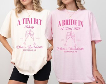 Personalized Bachelorette Party Comfort Colors Tee: A Bride In Tini Bit Shirt