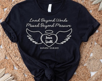 Custom Memorial Shirt: Angel Wings, Name & Date - Remembrance Gift