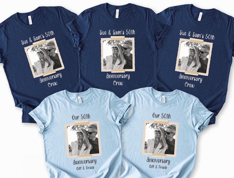Custom Photo Anniversary T-Shirts: Personalized Couple Matching Tees image 1