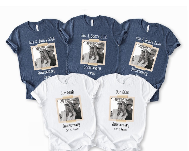Custom Photo Anniversary T-Shirts: Personalized Couple Matching Tees image 5