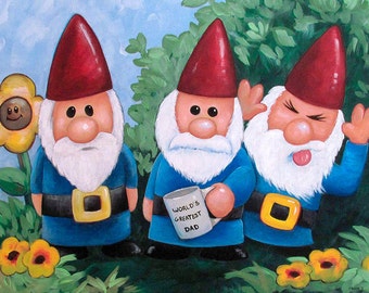 Funny Gnomes Coffee Break 8x10 Print