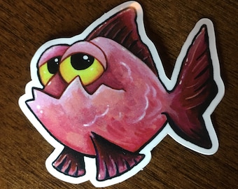Cartoon Piranha fish die-cut Waterproof Vinyl Sticker