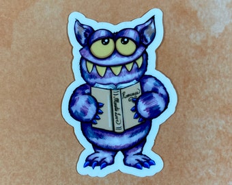 Fuzzy Romance Novel Monster Vinyl Sticker