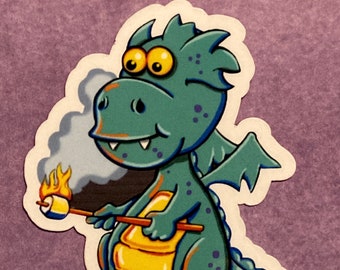 Cute S'more Dragon Vinyl Sticker