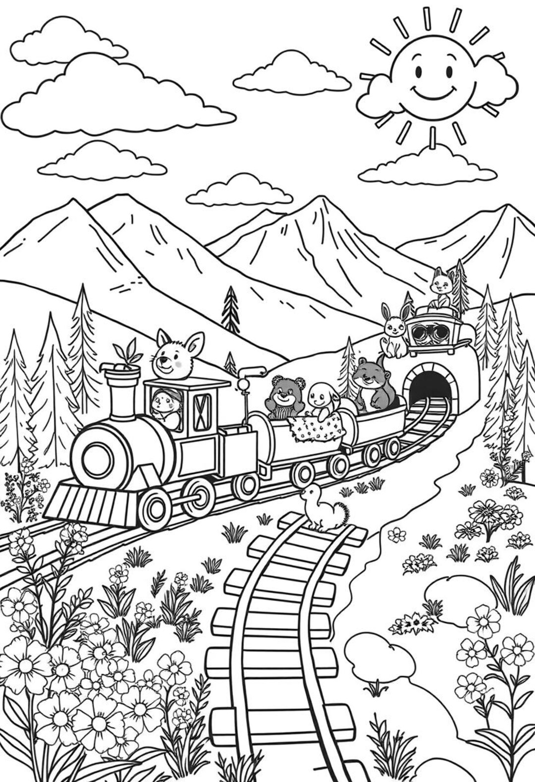 子供向けの塗り絵 - 小さな列車の旅 - Etsy 日本