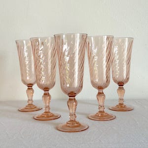 6 LUMINARC French Champagne Flutes, Rosaline Collection, Pink Glasses, Timeless Model, Retro and Elegant Tableware