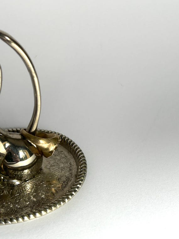 Vintage Silver-Plated Metal Ring Holder, Cat Design, 1960s, Elegant Gift, Original Ring Holder, Bathroom Decoration, Cut Metal View 5