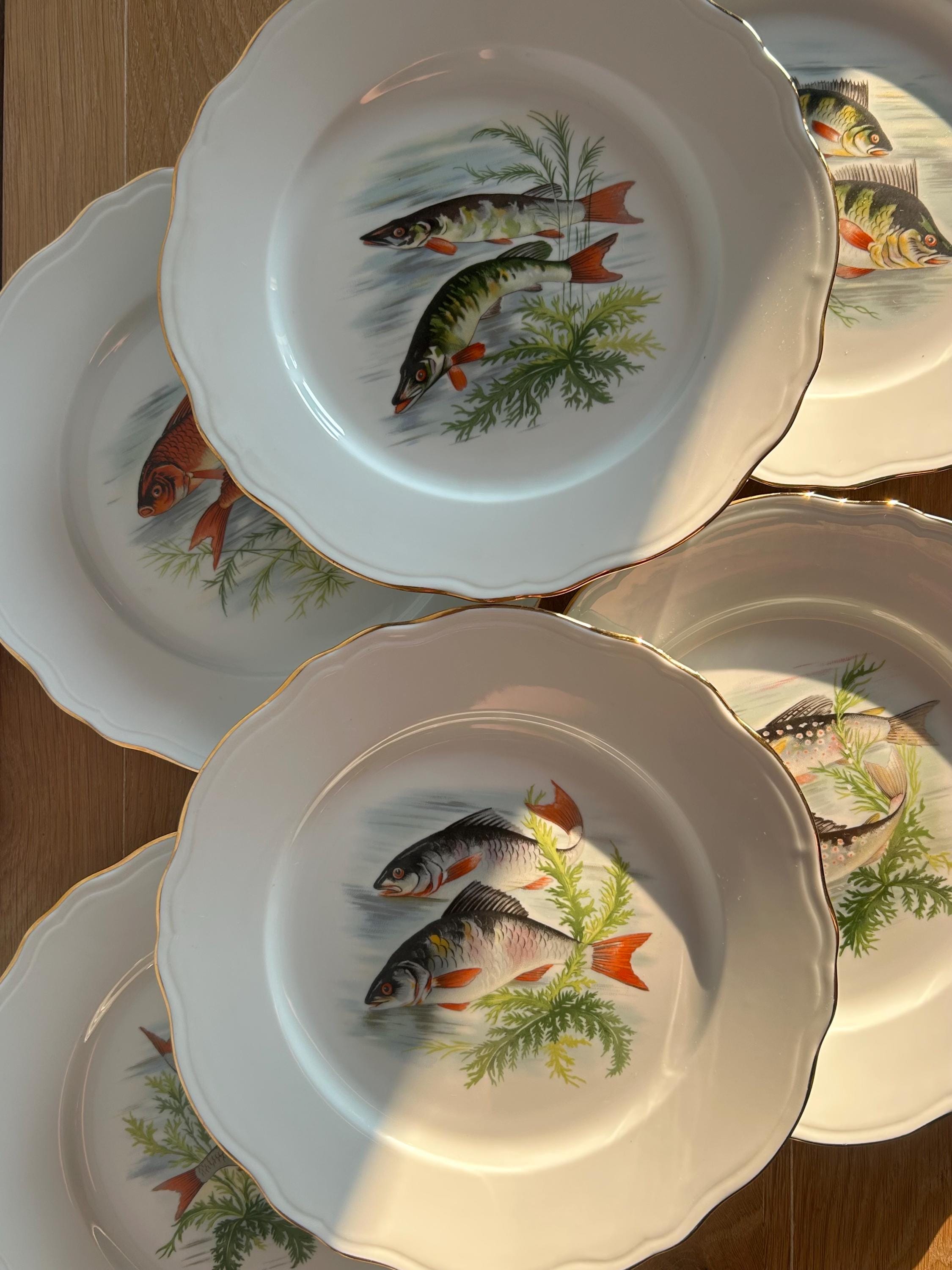 MarieDaageリモージュ　デザートプレート　グリーン　ホワイト　ストライプ MarieDaageリモージュ デザートプレート グリーン ホワイト