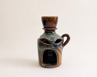 アンティークの釉薬をかけた炻器のお香立て、ヴィンテージの手作り陶器、フランス製、お香立て、侘び寂びの陶器、ギフト