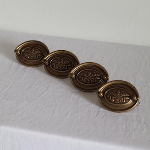 4 französische Möbelgriffe aus goldenem Messing, Empire-Stil, Vintage-Accessoires, Louis XVI-Dekoration, Geschenk