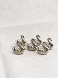 Vintage silver-plated French swan name cards, elegant tableware, guest card holders, wedding place cards, retro gift