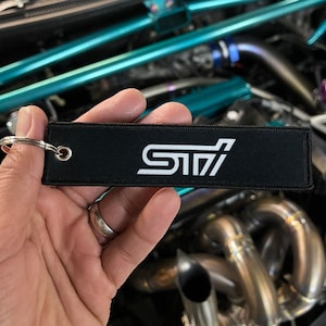 Subaru Black/White STI Keytag Jet Tag
