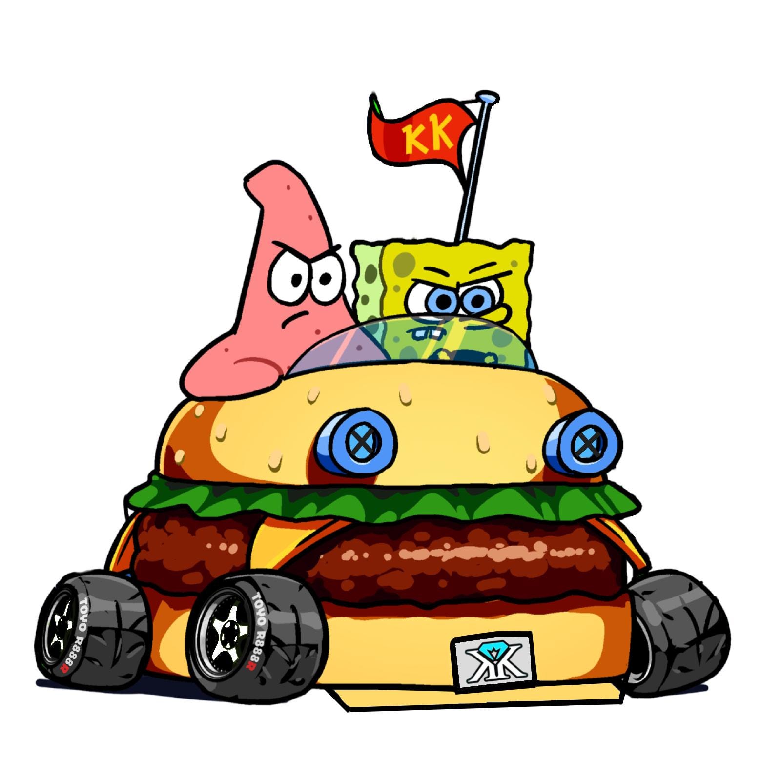 Steady Mobbin' Krusty Krab Krabby Patty Mobile Sticker - Etsy, image size:1600x1600