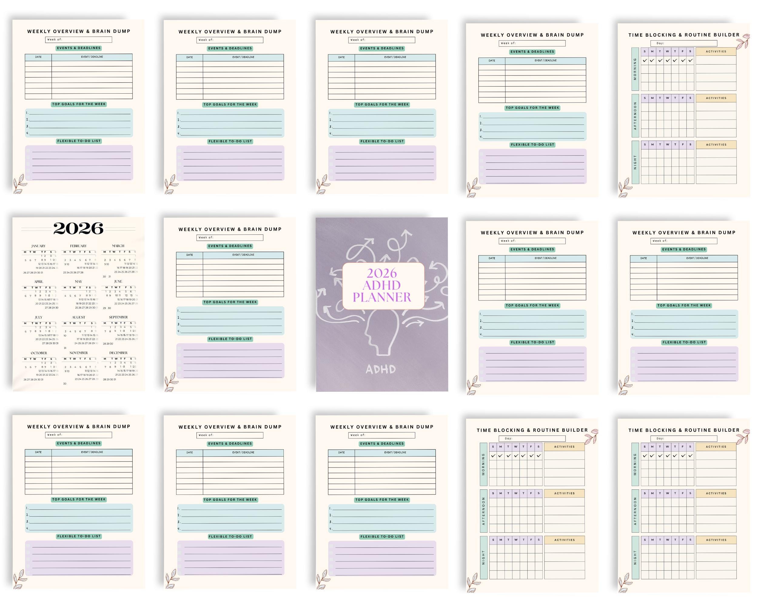2026 ADHD Planner Printable Neurodivergent Daily Planner Focus ...