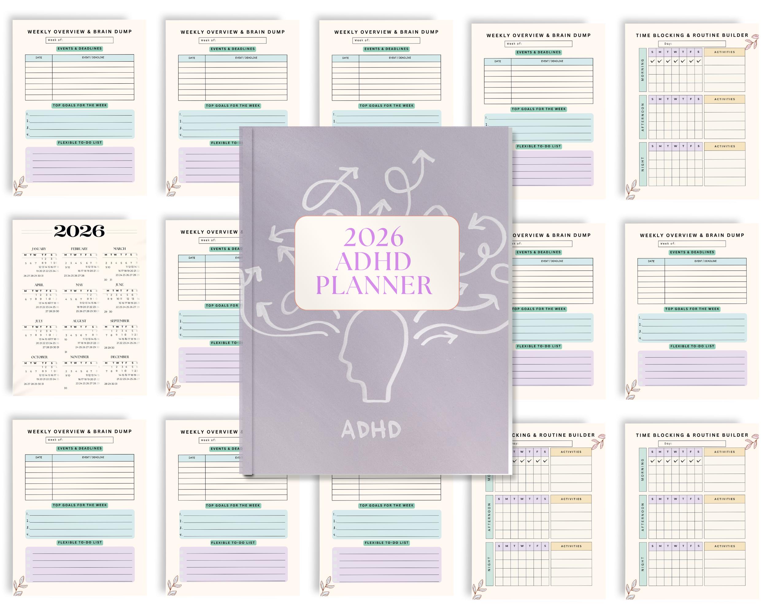 2026 ADHD Planner Printable Neurodivergent Daily Planner Focus ...
