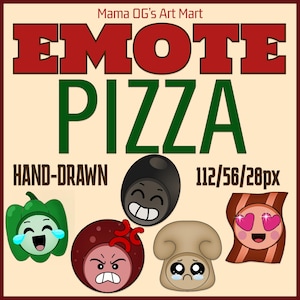 Hand-Drawn Pizza Topping Emotes for Twitch, YouTube or Discord