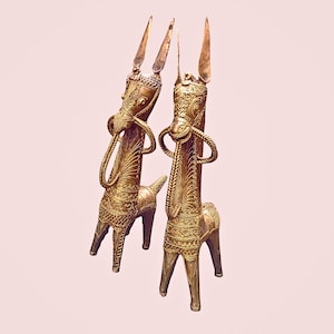 Brass Dhokra horse Pair| Indian Tribal Metal Art| Folk Art from India| Handmade Indian Decor| Ethnic Handmade Figurines