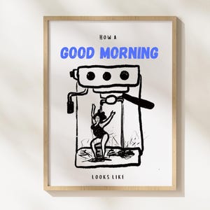 Espresso Art Print A2 | Coffee Lover Poster “How a Good Morning Looks Like” | Funny Barista Wall Decor | Gift for Espresso Machine Owners