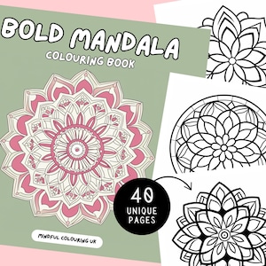Bold AND Easy Mandala Coloring Pages, Mandalas Pattern, Mindful Adult Coloring Book, Stress Relief Kids, Instant Digital Download Printable