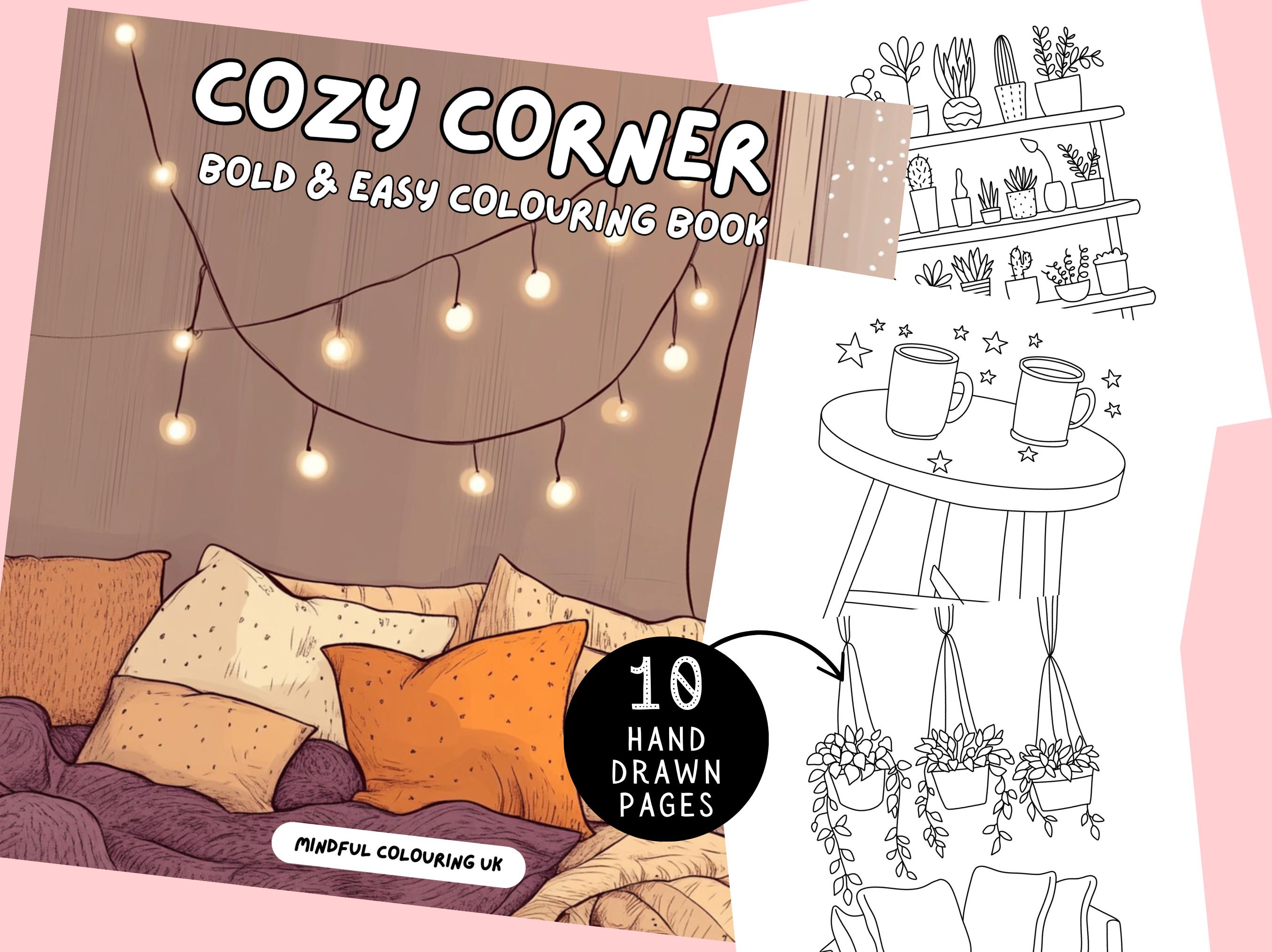 Kawaii Cozy Corners Coloring Pages for Adults – 40 Printable Relaxing Interior Scenes, Digital Download - Image 1
