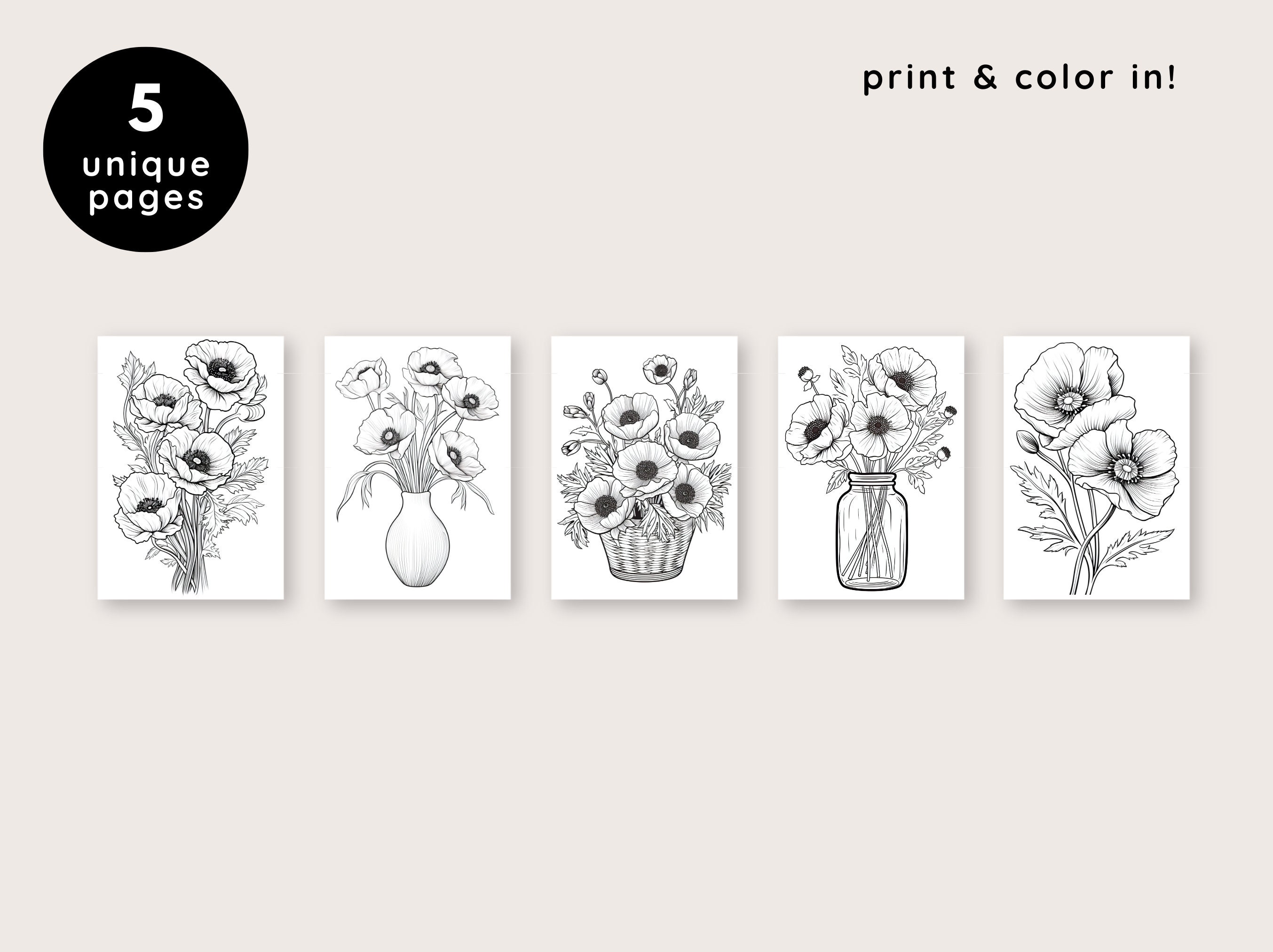 Flower Birthday Coloring Pages, August Birth Flower Coloring Book