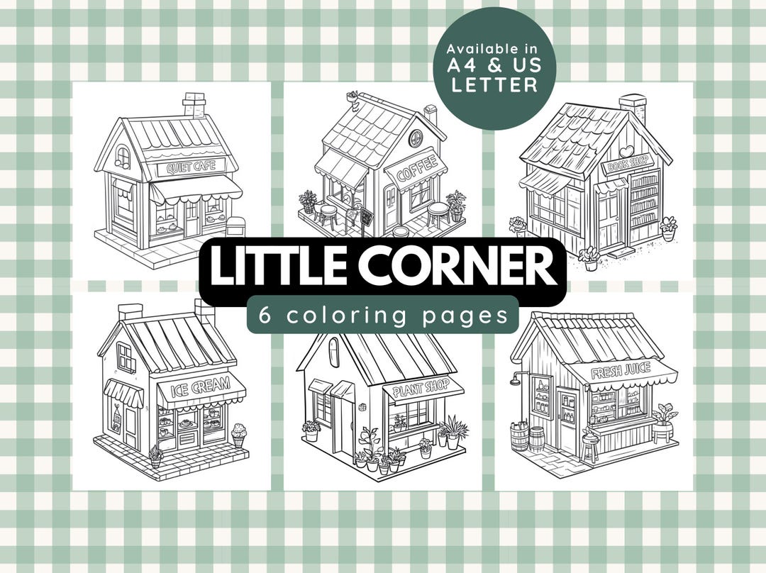 Little Corner Coloring Book, Cute & Cozy Designs, Coffee Cafe Plant and ...