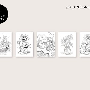 July Birth Flower Coloring Book, Water Lily Colouring Sheets, Floral ...