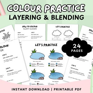 Practice Coloring Pages Alcohol Markers, Blending Worksheet, Practice Workbook, Practice Coloring Book, Cute Cozy Printable Digital Download