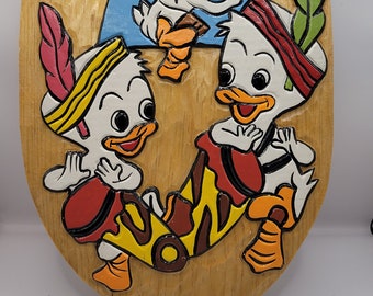 Disney Ducks Carved Wood Art