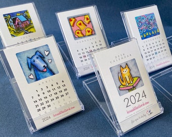 Set of 5  2024 mini desk calendars, 2024 Calendar, 2024 Desktop Calendar, gift for coworkers, new job gift, housewarming gift