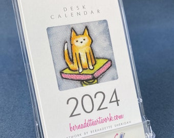 2024 desk calendar, small desk calendar with stand, mini calendar, 2024 mini desk calendar, remote worker gift fun 2024 calendar