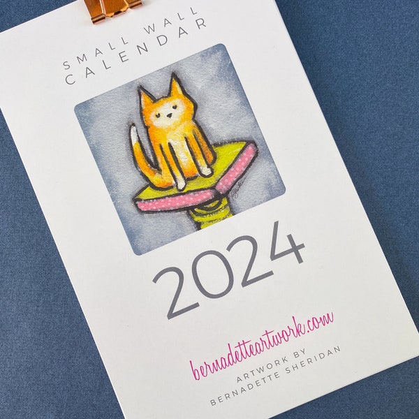 last ones! 2024 small wall calendar with whimsical art, wall calendar, 2024 mini calendar, fun 2024 calendar, remote worker gift