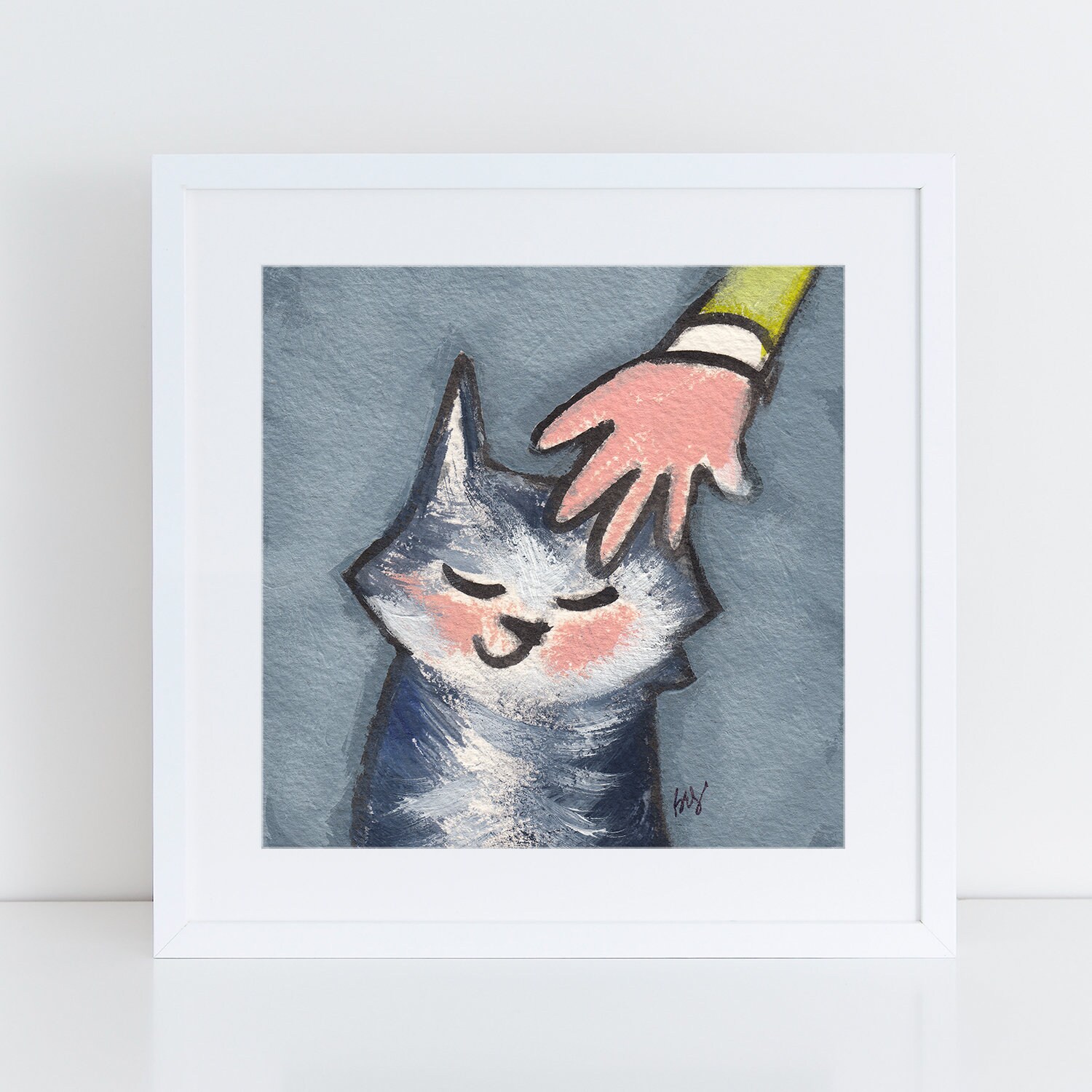 Gray Tabby Cat Art Print: Smiling Kitten Portrait - Etsy