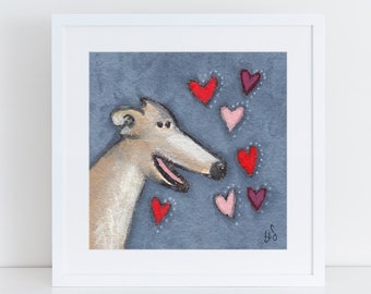 Greyhound Art   1st anniversary art,  wall art, greyhound rescue dog lover gift idea, art for my house, fun anniversary gift FREE Shipping