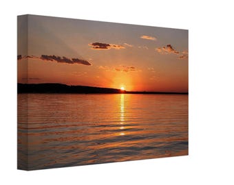 Tramonto sulla spiaggia del traghetto, stampa su tela: fotografia costiera di Scarborough, Maine - stampa su tela 8x12