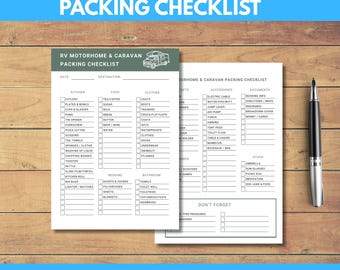 Editable RV Packing Checklist – Motorhome & Caravan Planner (Printable PDF)