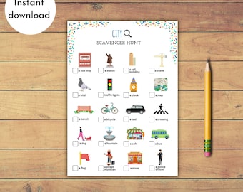 City Scavenger Hunt for Kids: Printable Outdoor Treasure Hunt Game (PDF Download)