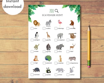 Zoo Scavenger Hunt: Kids Printable Animal Spotting Game (Digital Download)