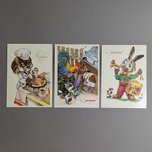 Alles Gute zum Geburtstag Postkarten, Vintage Postkarten, Glückwunschkarten, Postkarten mit Tieren, Kinderpostkarten, UdSSR Postkarten Sammlerstück