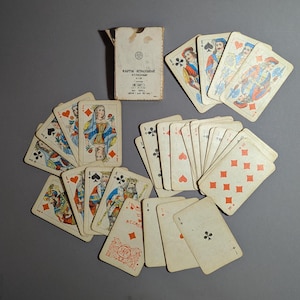 Vintage speelkaarten, 36 kaarten, kaarten USSR spelen, Sovjet-kaartspellen, cadeau voor vrienden