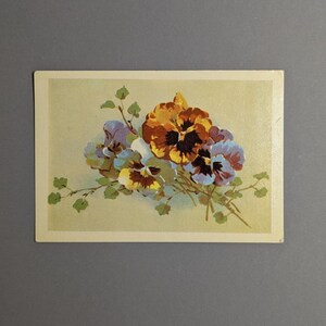 Postal de Pensamientos, Años 70, Postal Vintage, Ramo de Pensamientos, Postal de Flores, Postal de Estonia, Regalo de Felicitación, Para Coleccionistas, Flores