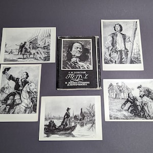 Peter I Postkarten, A. Tolstoi, illustriert von D.Shmarinov, Set von 32 Postkarten, Vintage Kunstpostkarten, Vintage Postkartensammlung