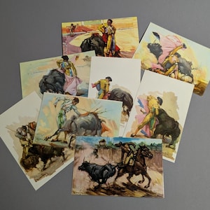 Carte postale Matador, lot de 8 cartes postales vintage, carte postale du Mexique, poste de Tarjeta, tauromachie espagnole, carte postale de Manolete, torero, corrida