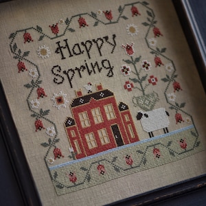 Happy Spring - Counted Primitive Cross stitch pattern PDF by Stitches Through The Years