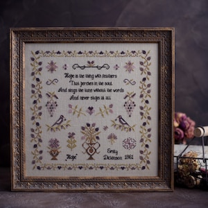 Hope Sampler - Primitive Cross stitch pattern PDF by Stitches Through The Years