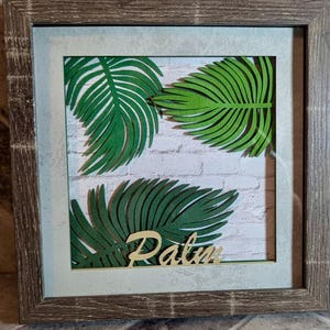 Arquivo SVG de folha de palmeira 3D - Caixa de sombra de folha de palmeira - Papel cartão em camadas - Para Cricut