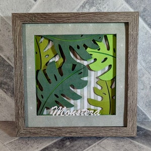Arquivo SVG de folha de Monstera 3D - Design de caixa de sombra - Papel cartão em camadas - Para Cricut