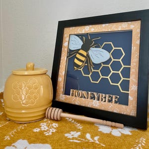 Fichier SVG abeille 3D - conception de boîte d'ombre - pour Cricut - papier cartonné en couches
