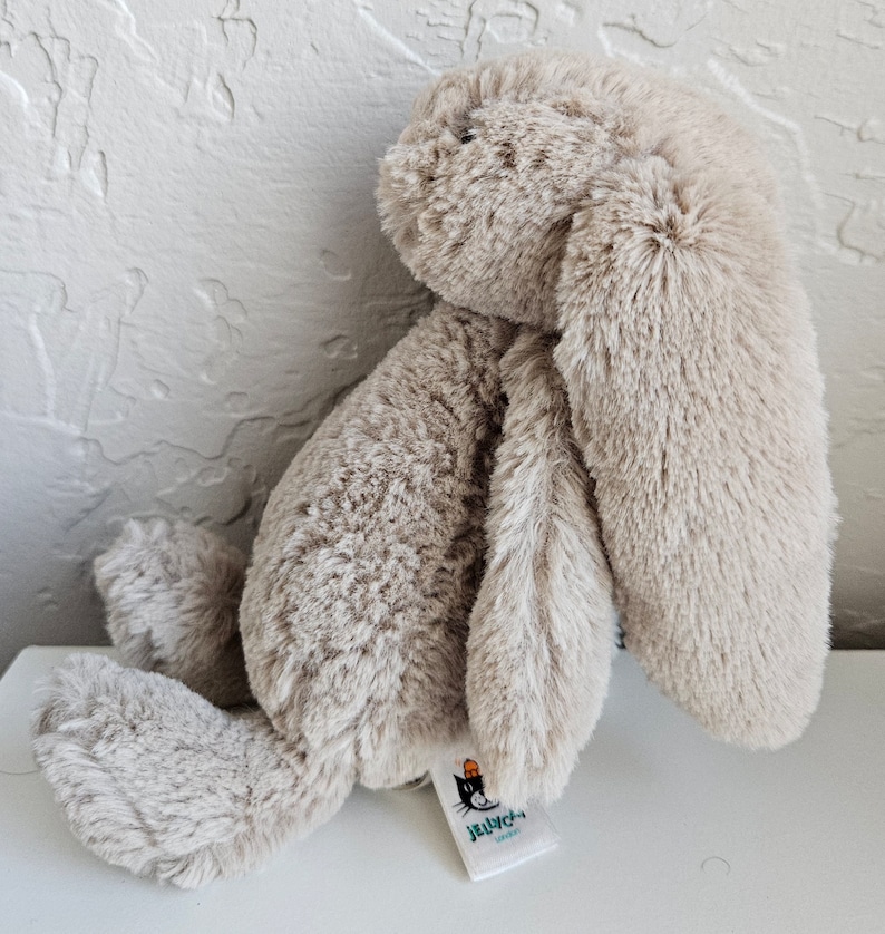 Jellycat Bashful Bunny Rabbit Gray/brown 8 Inch, Embroidered Ear - Etsy