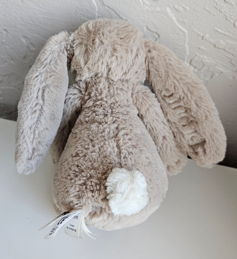 Jellycat Bashful Bunny Rabbit Gray/brown 8 Inch, Embroidered Ear - Etsy